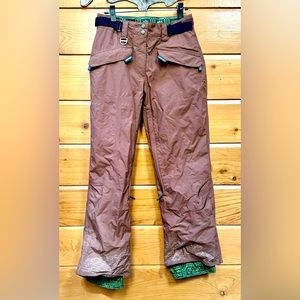 GRENADE LOGISTICS Brown high-waist snow pants.